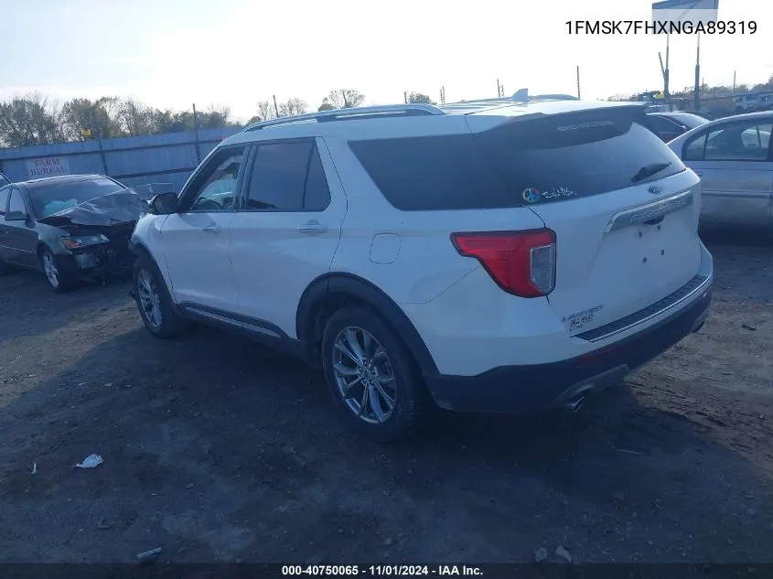 2022 Ford Explorer Limited VIN: 1FMSK7FHXNGA89319 Lot: 40750065