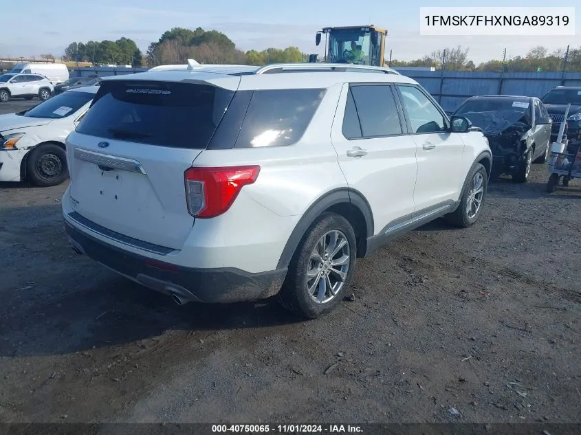 2022 Ford Explorer Limited VIN: 1FMSK7FHXNGA89319 Lot: 40750065