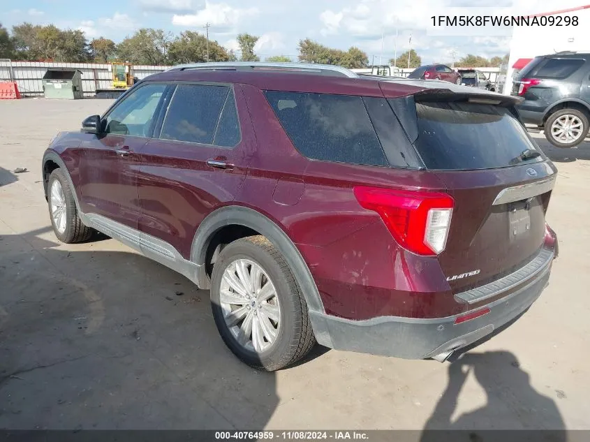 2022 Ford Explorer Limited VIN: 1FM5K8FW6NNA09298 Lot: 40764959