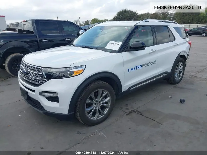 2022 Ford Explorer Limited VIN: 1FMSK7FH9NGA30116 Lot: 40804718