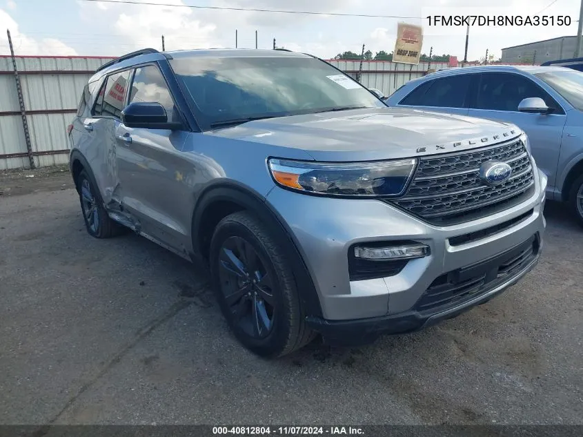 2022 Ford Explorer Xlt VIN: 1FMSK7DH8NGA35150 Lot: 40812804