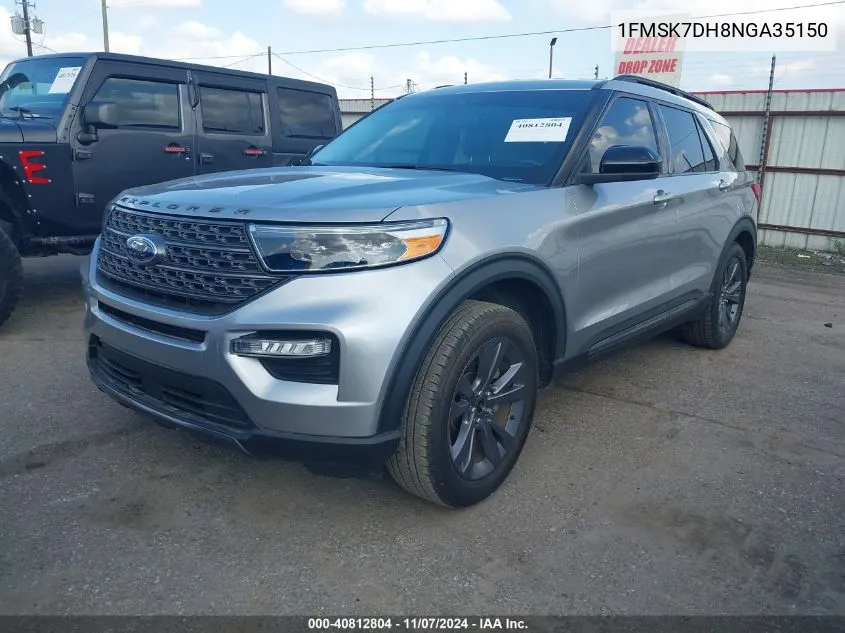 2022 Ford Explorer Xlt VIN: 1FMSK7DH8NGA35150 Lot: 40812804