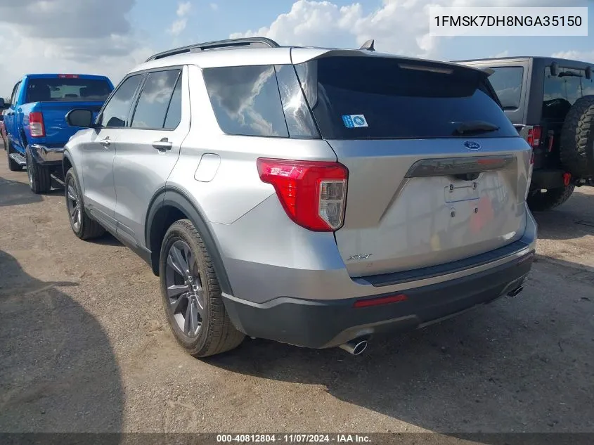 2022 Ford Explorer Xlt VIN: 1FMSK7DH8NGA35150 Lot: 40812804