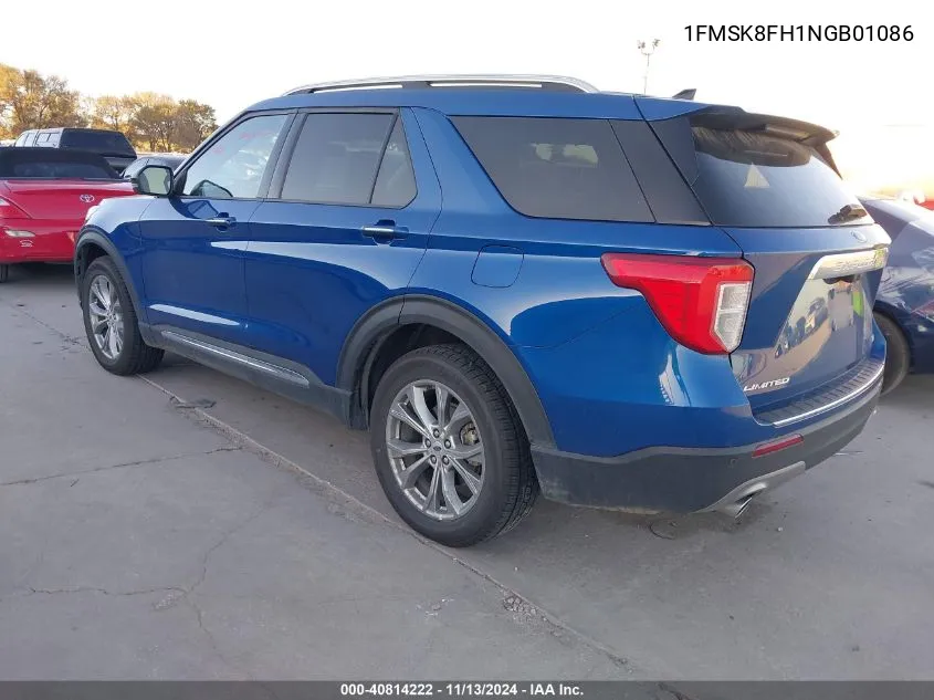 2022 Ford Explorer Limited VIN: 1FMSK8FH1NGB01086 Lot: 40814222