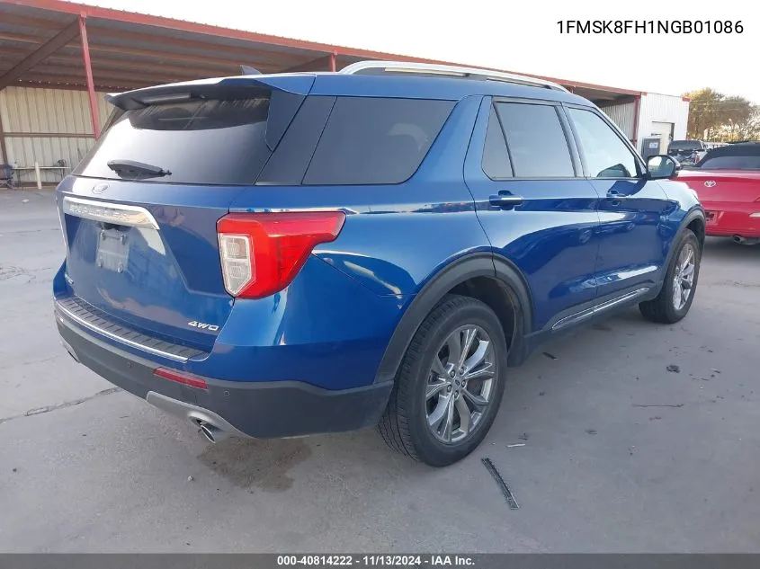 2022 Ford Explorer Limited VIN: 1FMSK8FH1NGB01086 Lot: 40814222