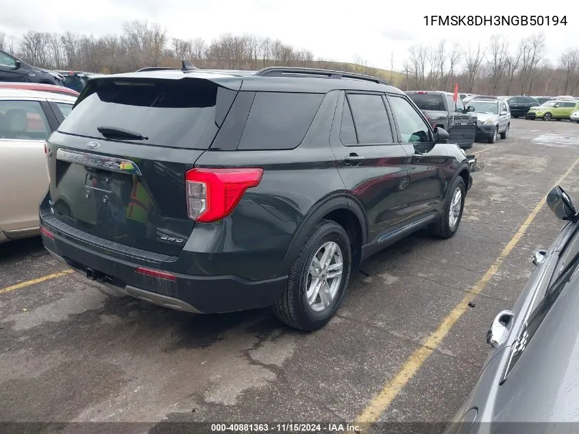 2022 Ford Explorer Xlt VIN: 1FMSK8DH3NGB50194 Lot: 40881363