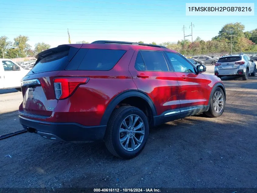 2023 Ford Explorer Xlt VIN: 1FMSK8DH2PGB78216 Lot: 40616112