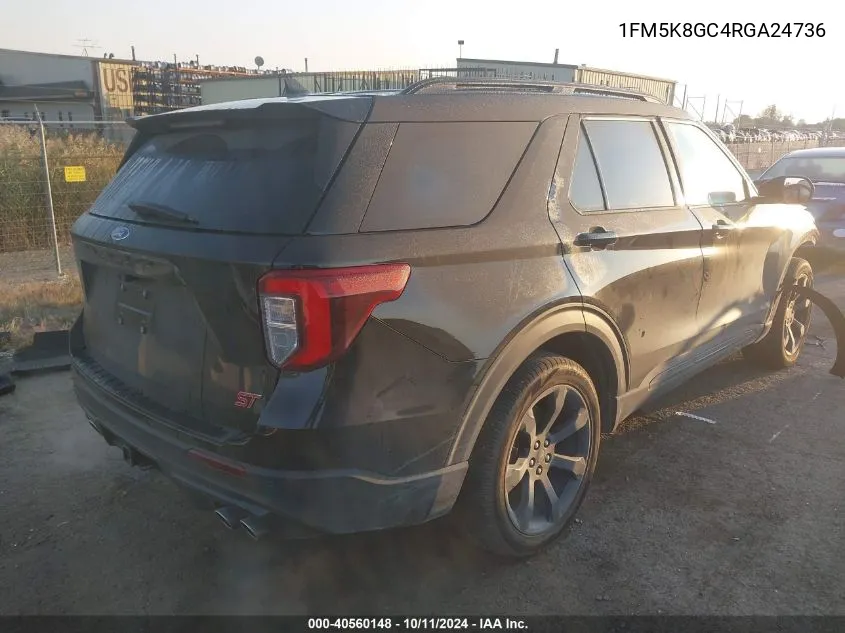 2024 Ford Explorer St VIN: 1FM5K8GC4RGA24736 Lot: 40560148