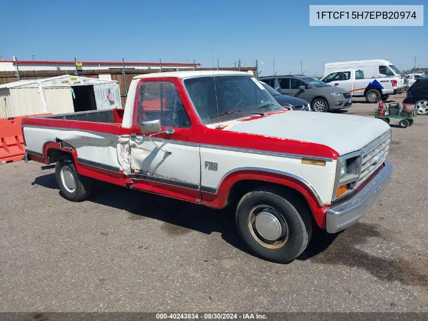 1984 Ford F150 VIN: 1FTCF15H7EPB20974 Lot: 40243834