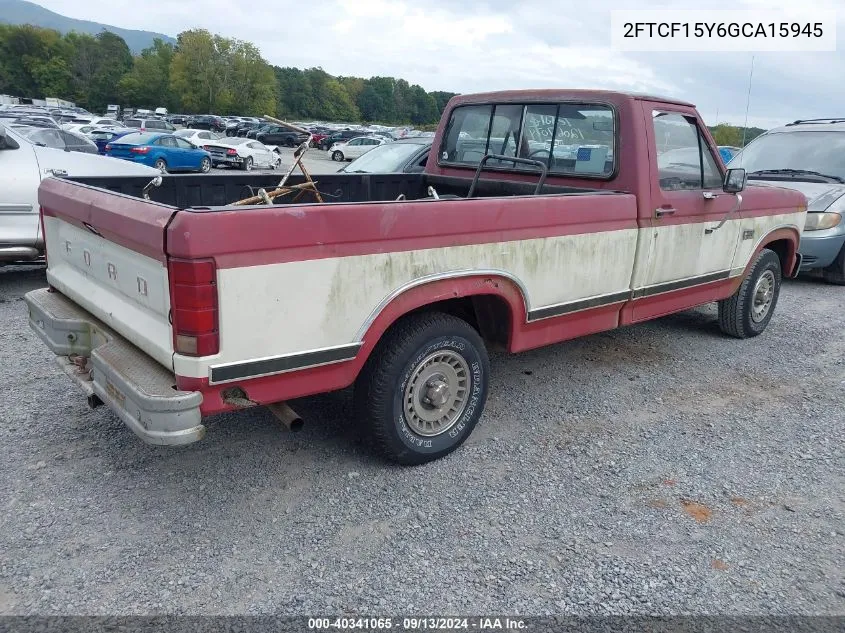 1986 Ford F150 VIN: 2FTCF15Y6GCA15945 Lot: 40341065