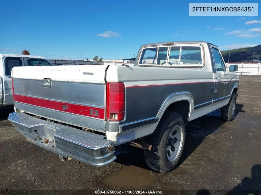 1986 Ford F150 VIN: 2FTEF14NXGCB84351 Lot: 40756062