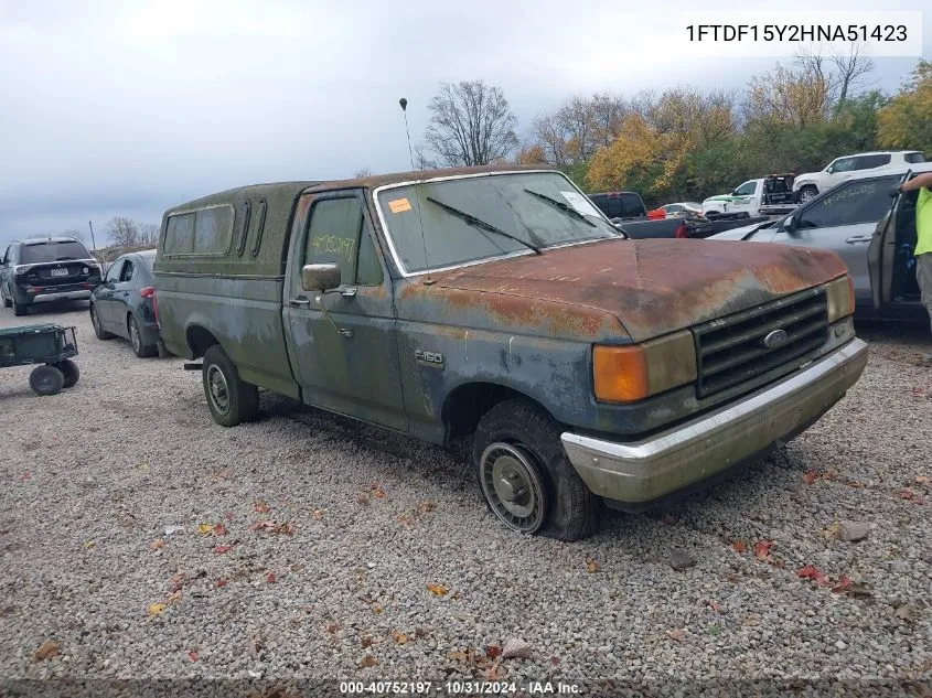 1987 Ford F150 VIN: 1FTDF15Y2HNA51423 Lot: 40752197