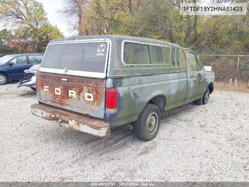 1987 Ford F150 VIN: 1FTDF15Y2HNA51423 Lot: 40752197