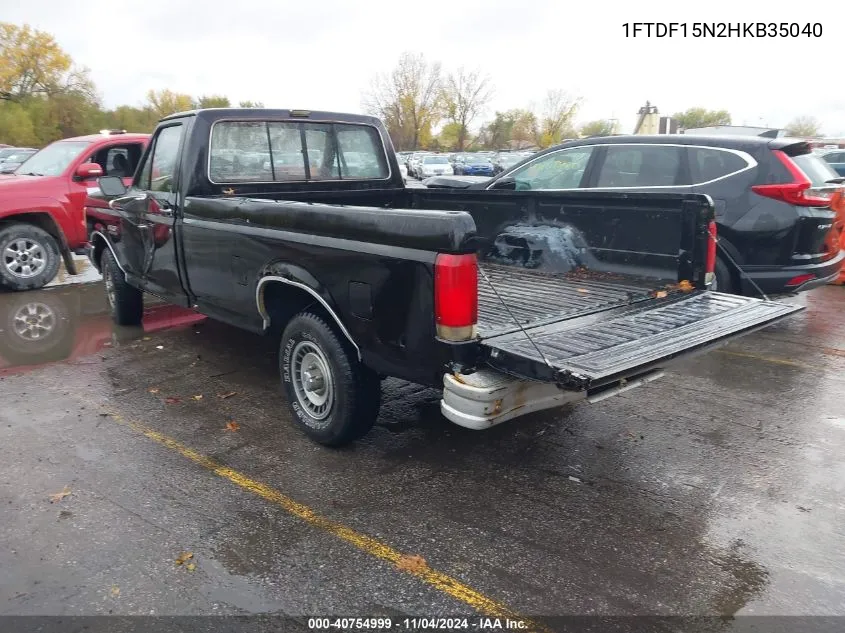 1987 Ford F150 VIN: 1FTDF15N2HKB35040 Lot: 40754999