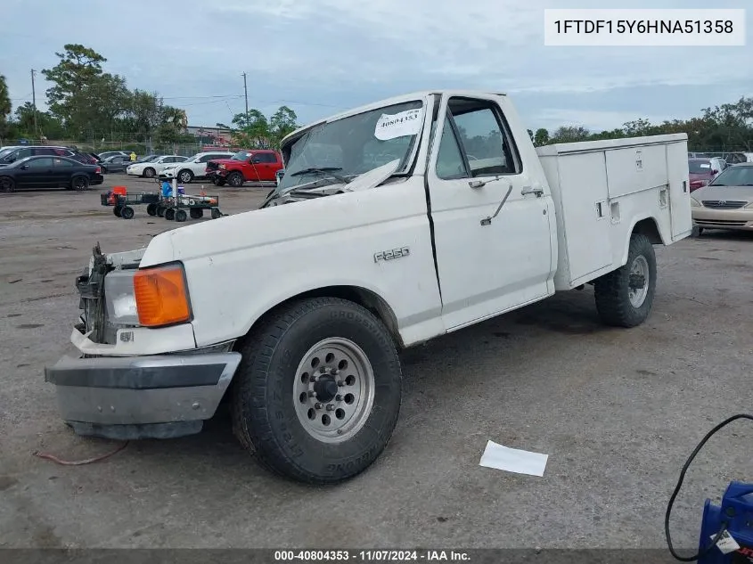 1987 Ford F150 VIN: 1FTDF15Y6HNA51358 Lot: 40804353