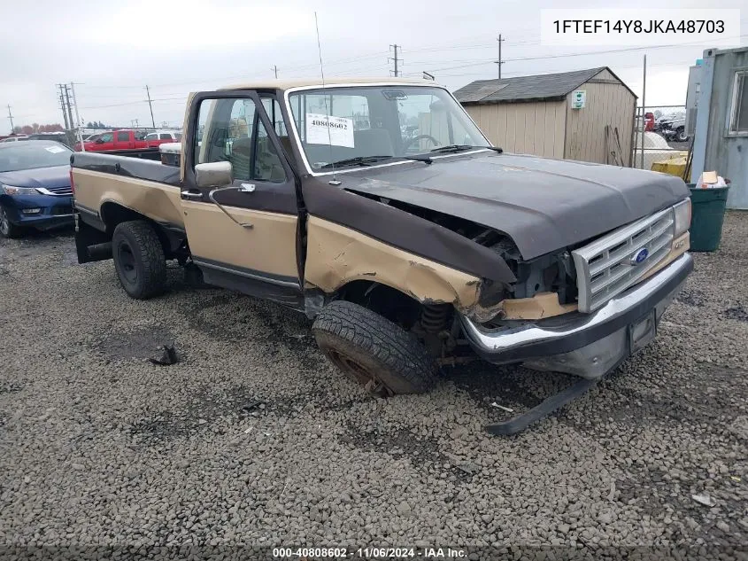 1988 Ford F150 VIN: 1FTEF14Y8JKA48703 Lot: 40808602