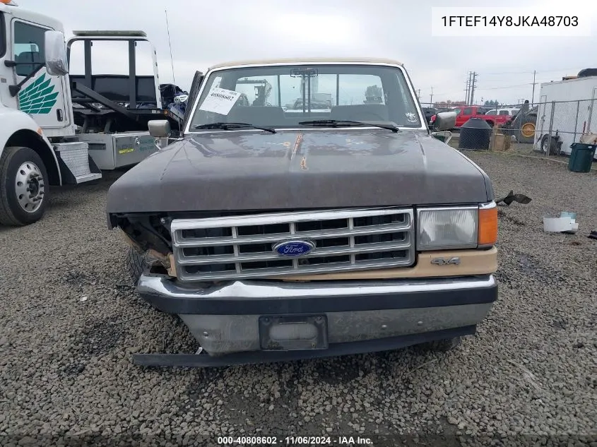 1988 Ford F150 VIN: 1FTEF14Y8JKA48703 Lot: 40808602