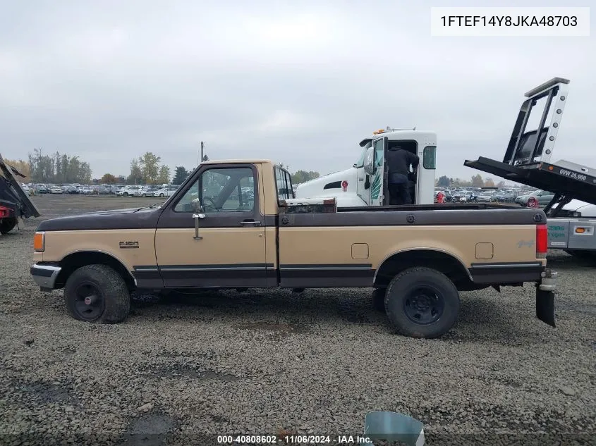 1988 Ford F150 VIN: 1FTEF14Y8JKA48703 Lot: 40808602