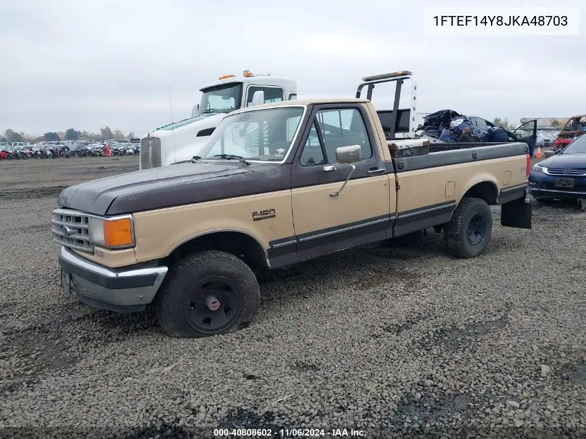 1988 Ford F150 VIN: 1FTEF14Y8JKA48703 Lot: 40808602