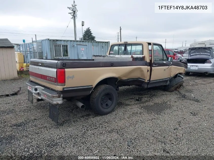 1988 Ford F150 VIN: 1FTEF14Y8JKA48703 Lot: 40808602