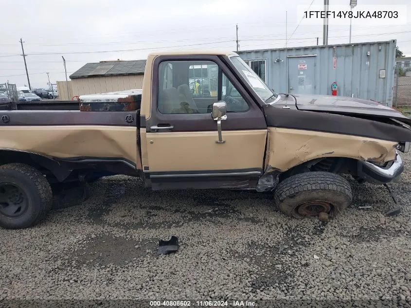 1988 Ford F150 VIN: 1FTEF14Y8JKA48703 Lot: 40808602