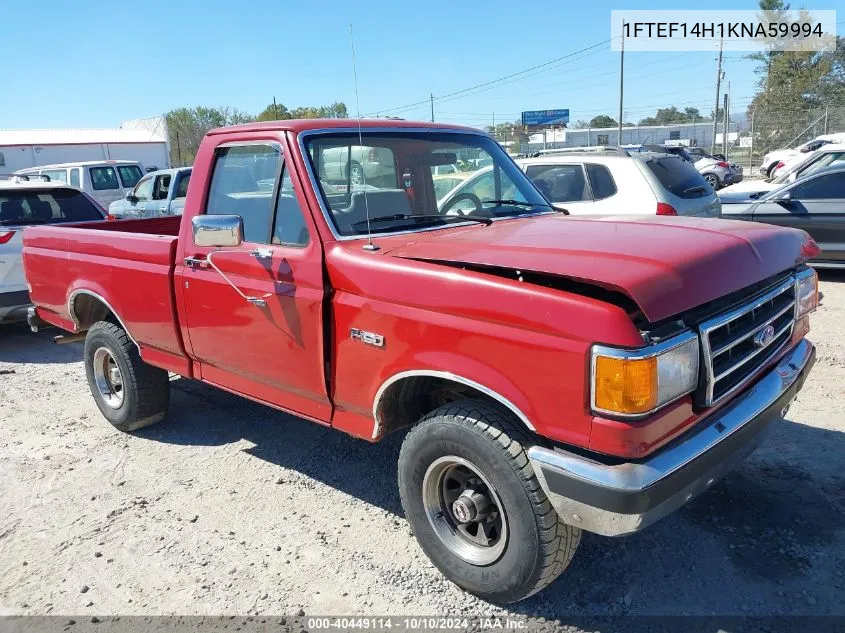 1989 Ford F150 VIN: 1FTEF14H1KNA59994 Lot: 40449114