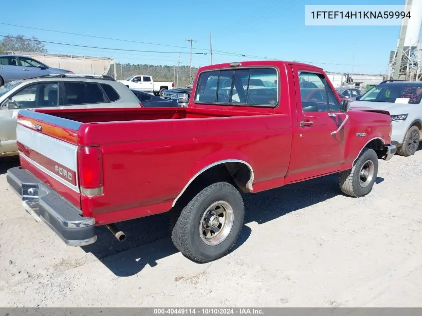 1989 Ford F150 VIN: 1FTEF14H1KNA59994 Lot: 40449114