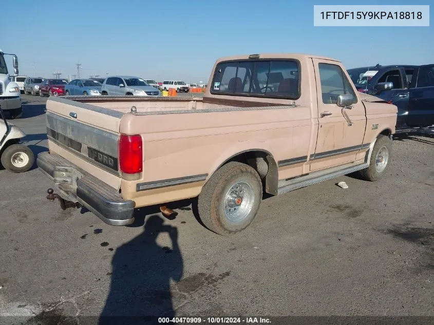 1989 Ford F150 VIN: 1FTDF15Y9KPA18818 Lot: 40470909