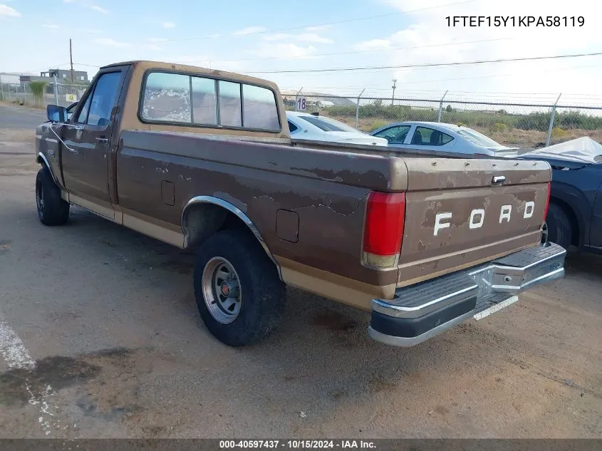 1FTEF15Y1KPA58119 1989 Ford F150