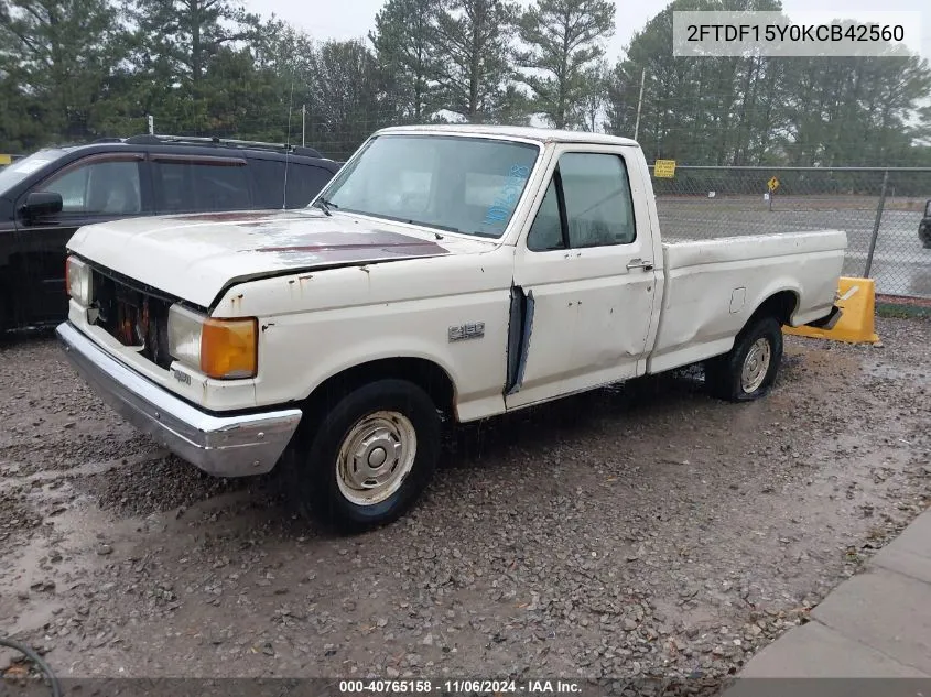 1989 Ford F150 VIN: 2FTDF15Y0KCB42560 Lot: 40765158