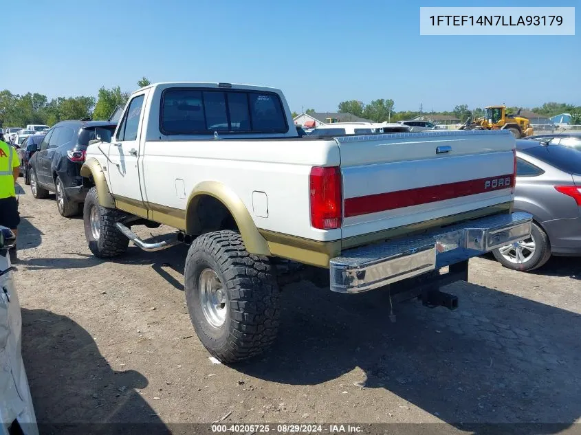 1990 Ford F150 VIN: 1FTEF14N7LLA93179 Lot: 40205725