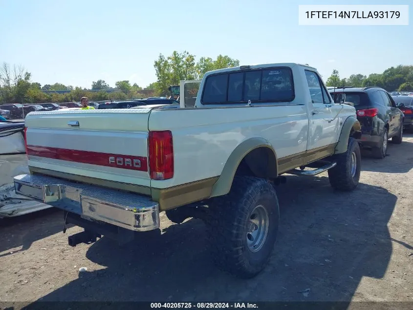 1990 Ford F150 VIN: 1FTEF14N7LLA93179 Lot: 40205725