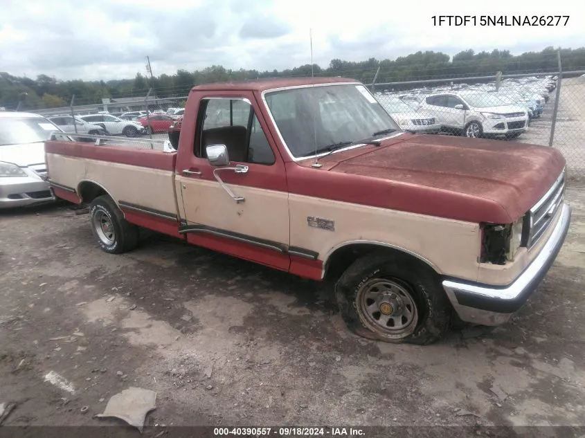 1990 Ford F150 VIN: 1FTDF15N4LNA26277 Lot: 40390557