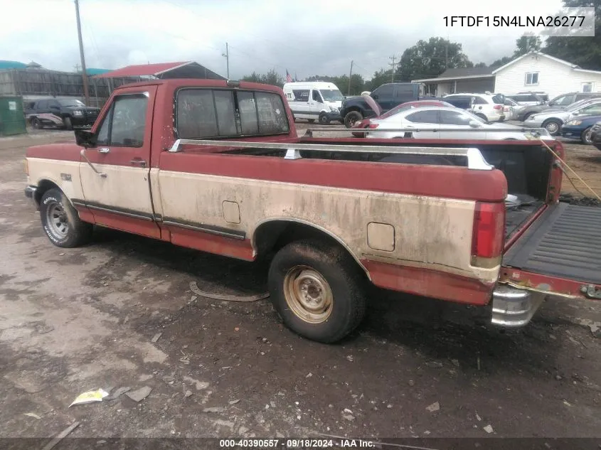 1990 Ford F150 VIN: 1FTDF15N4LNA26277 Lot: 40390557