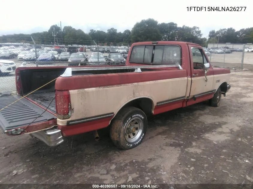 1990 Ford F150 VIN: 1FTDF15N4LNA26277 Lot: 40390557