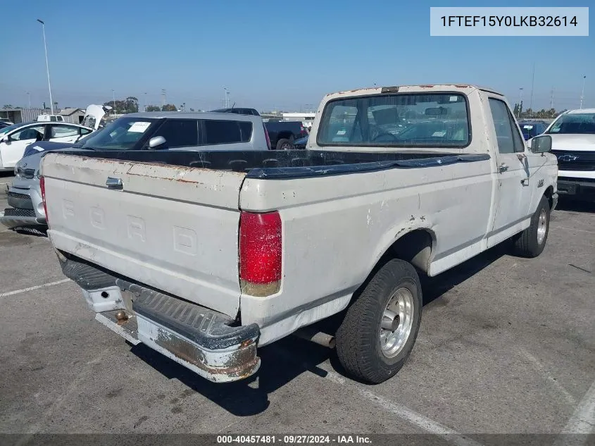 1990 Ford F150 VIN: 1FTEF15Y0LKB32614 Lot: 40457481