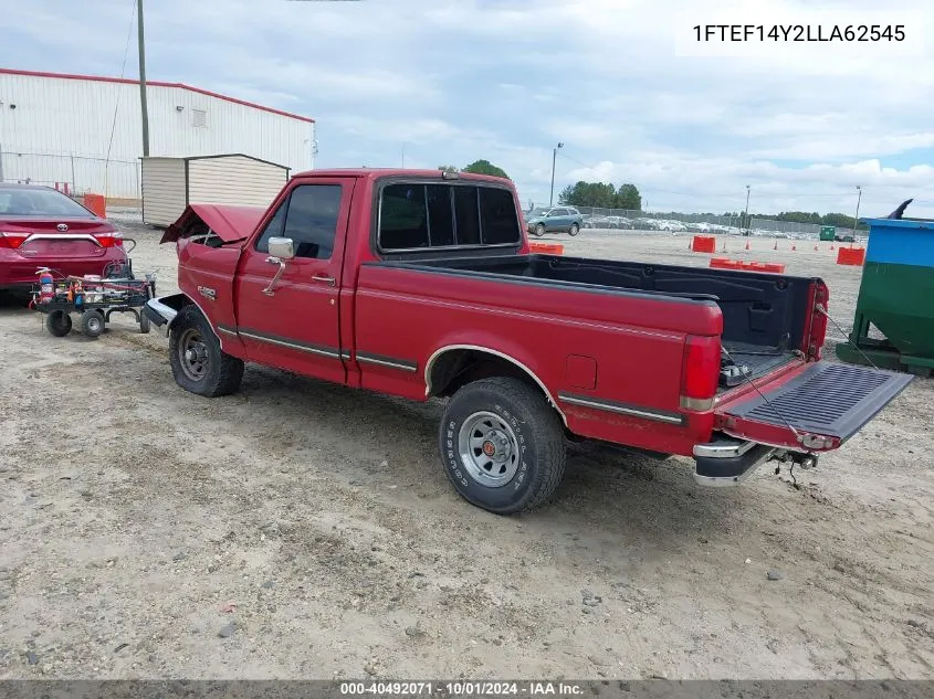 1990 Ford F150 VIN: 1FTEF14Y2LLA62545 Lot: 40492071