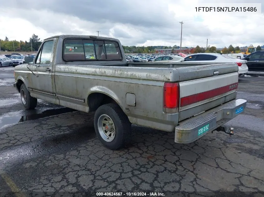 1990 Ford F150 VIN: 1FTDF15N7LPA15486 Lot: 40624567