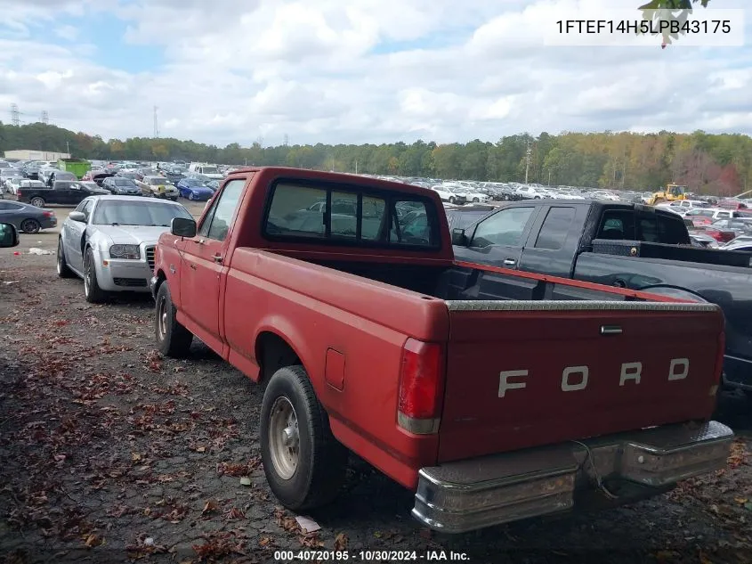 1990 Ford F150 VIN: 1FTEF14H5LPB43175 Lot: 40720195