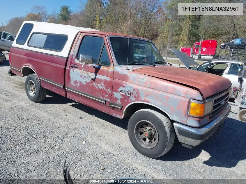 1990 Ford F150 VIN: 1FTEF15N8LNA32961 Lot: 40748490