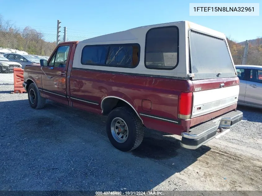 1990 Ford F150 VIN: 1FTEF15N8LNA32961 Lot: 40748490