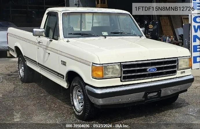 1991 Ford F150 VIN: 1FTDF15N8MNB12726 Lot: 39504696