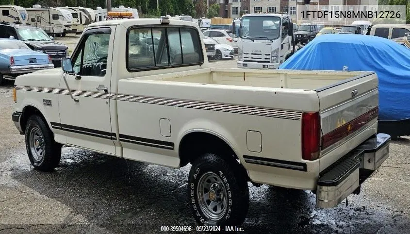 1991 Ford F150 VIN: 1FTDF15N8MNB12726 Lot: 39504696