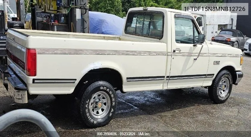 1991 Ford F150 VIN: 1FTDF15N8MNB12726 Lot: 39504696