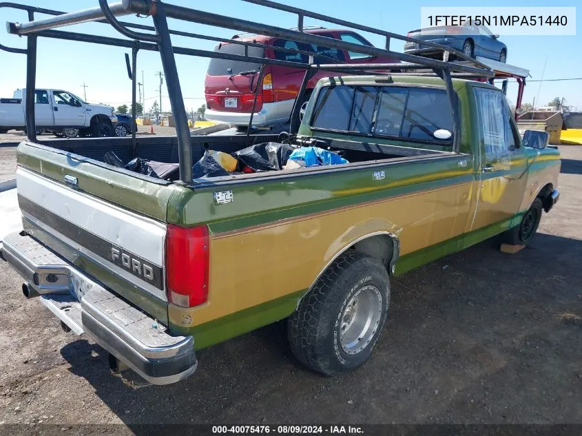 1991 Ford F150 VIN: 1FTEF15N1MPA51440 Lot: 40075476