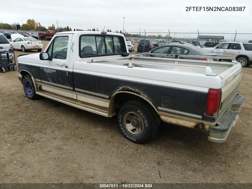 1992 Ford F150 VIN: 2FTEF15N2NCA08387 Lot: 30047011