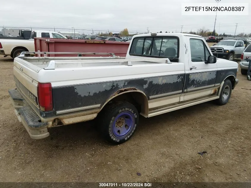 1992 Ford F150 VIN: 2FTEF15N2NCA08387 Lot: 30047011