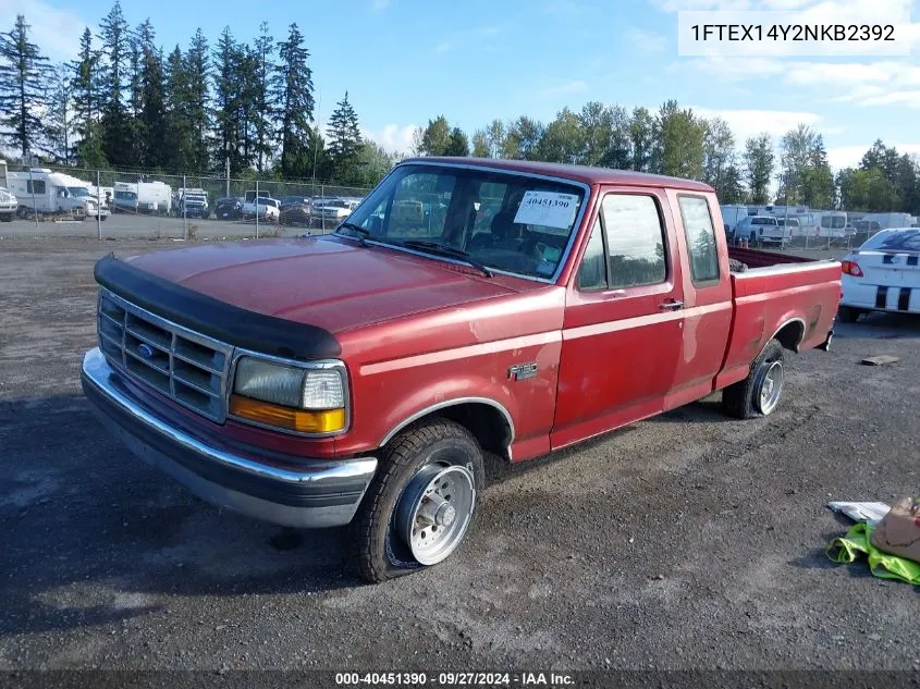 1992 Ford F150 VIN: 1FTEX14Y2NKB2392 Lot: 40451390