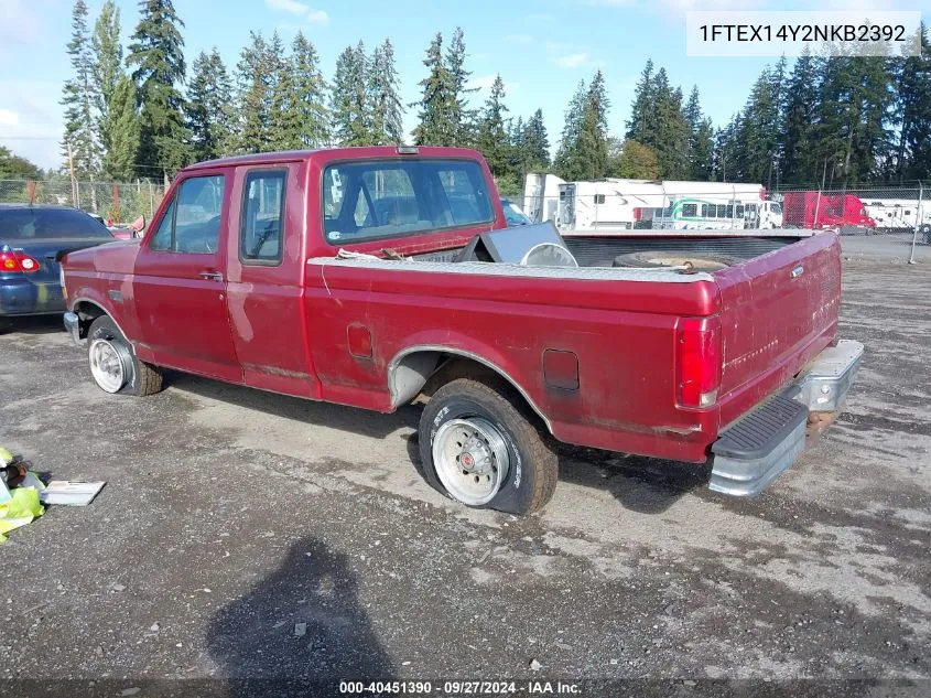 1992 Ford F150 VIN: 1FTEX14Y2NKB2392 Lot: 40451390