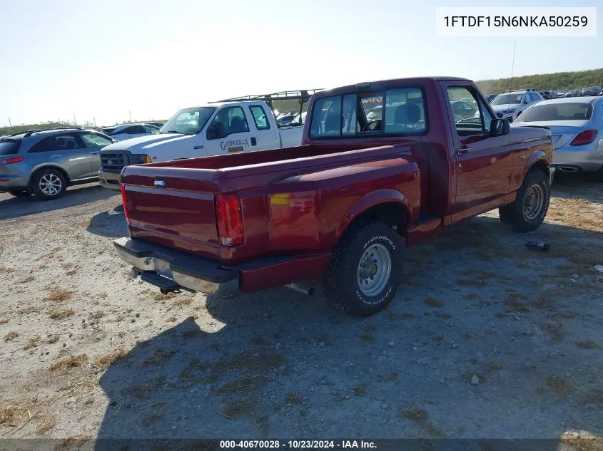 1992 Ford F150 VIN: 1FTDF15N6NKA50259 Lot: 40670028